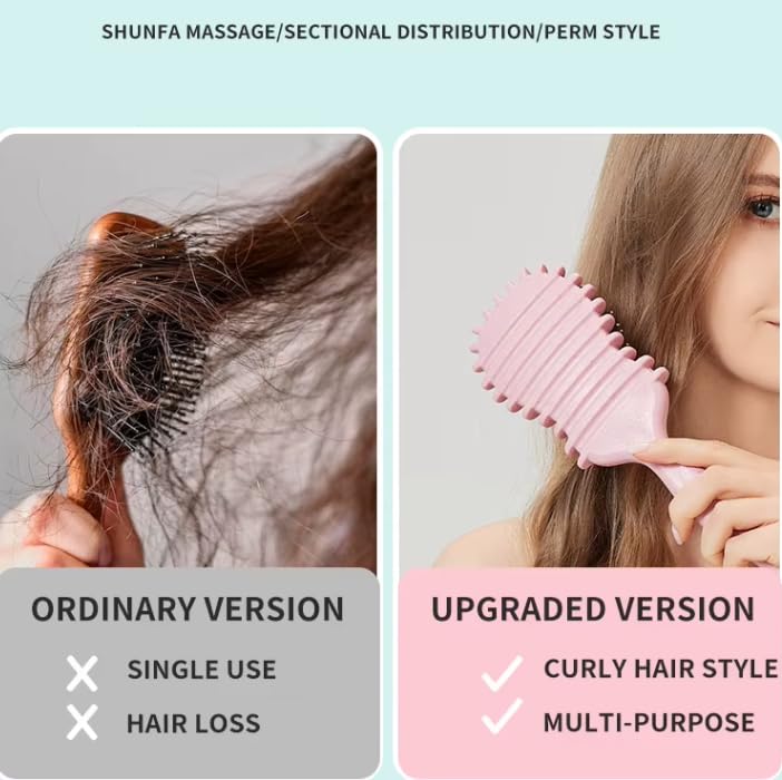 SEERSHINE Curl Defining Hair Brush - Guitar Shaped Pink Detangling Brush