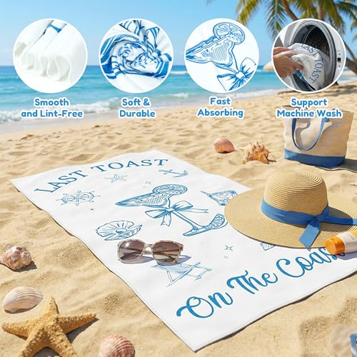 Coastal Bride Beach Towel - Last Toast on the Coast, 30x60 Inch