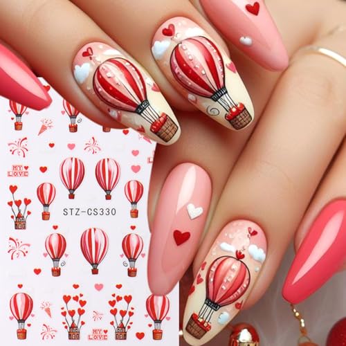 Valentine's Day 3D Self-Adhesive Nail Art Stickers, 8 Sheets