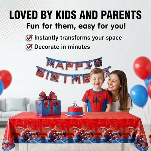 Spiderman Birthday Tablecloth and Banner Party Decor Set