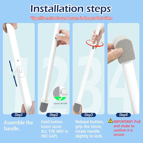 Rwotlls 3-Pack Gray Pumice Stones with 20-inch Long Handle & Replaceable Head for Toilet & Tile Cleaning