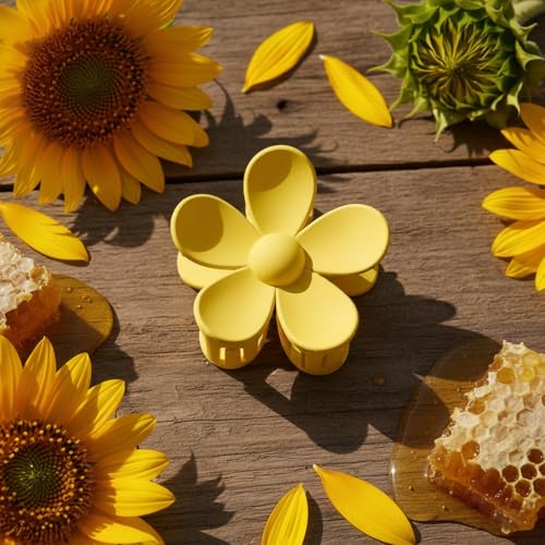Juroicessry Yellow Flower Hair Claw Clip Plastic Anti-Scratch