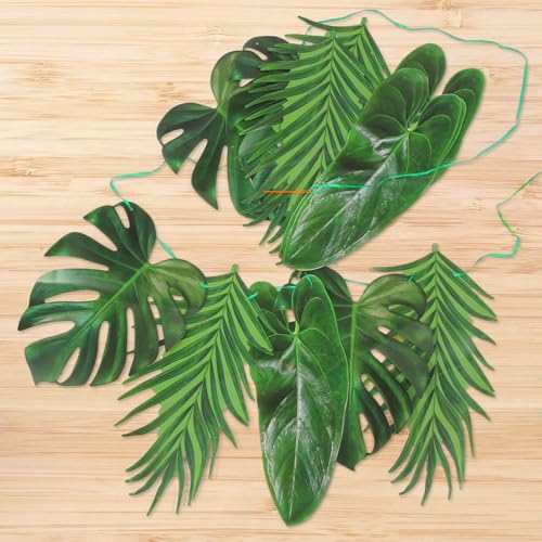 Safari Baby Shower Decorations - 12 Green Palm Leaves