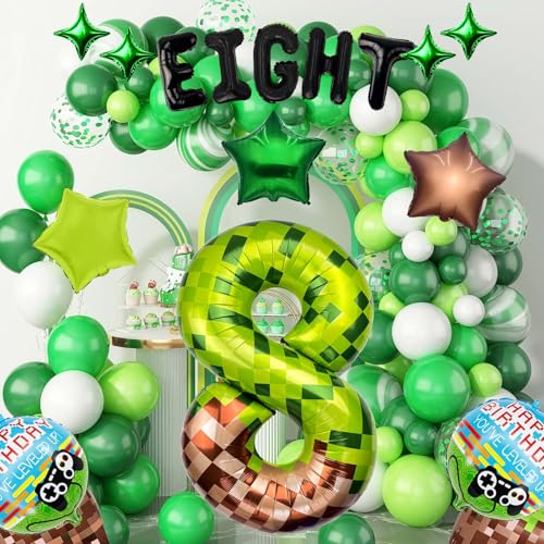 40-Inch Giant Green Pixel Miner Number 6 Balloons - 15 Pack