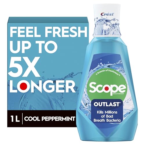 Crest Scope Outlast Peppermint Mouthwash 1 Liter Fresh Breath Formula