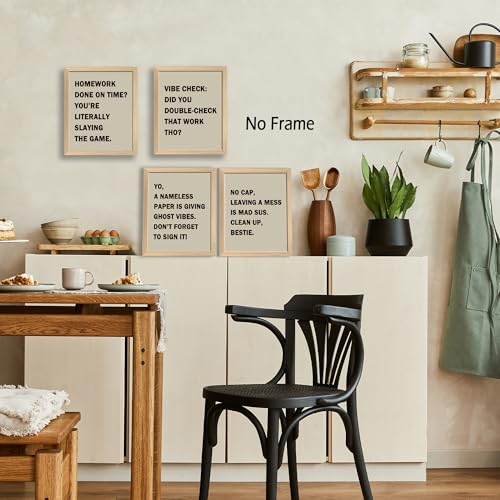 Funny Classroom Wall Art Prints - Beige Trendy Poster Set of 4 (8x10)