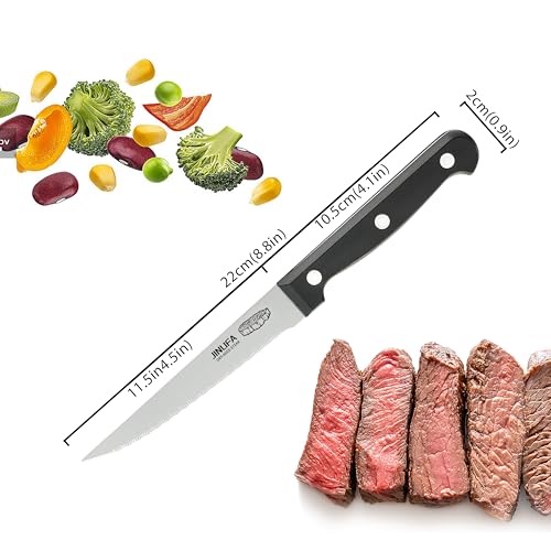 JINLIFA Stainless Steel Steak Knives Set of 6 with Unique Blade Patterns