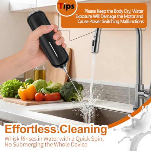 Battery Operated Handheld Milk Frother with Stand & Hook