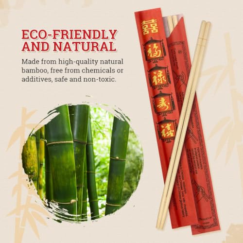 Premium Disposable Bamboo Chopsticks - 100 Sets, 9" Long