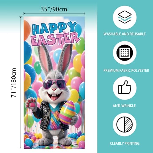 Easter Door Cover Hanging Banner Bunny Egg Spring Decor 71 x 35 Inch