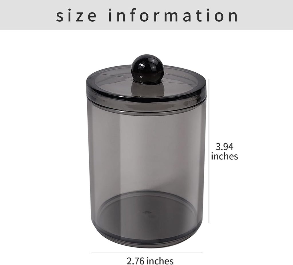 Skiennix 2-Pack Black Plastic Qtip Holder - Stylish Bathroom Vanity Organizer for Cotton Swabs & More
