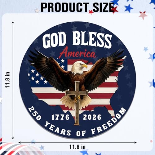 Patriotic 250th Anniversary Wooden Wreath - USA Decor for Door & Wall
