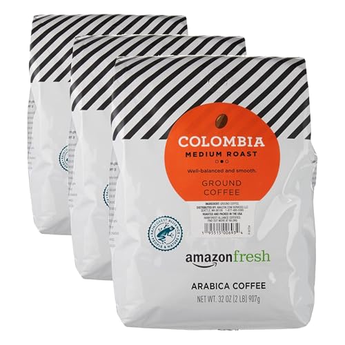 Amazon Fresh Colombia Ground Coffee, Medium Roast, 32 Oz (Pack of 3)