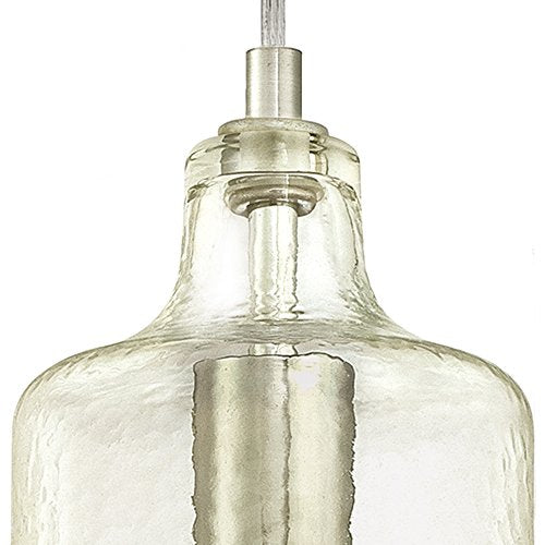 Westinghouse Lighting 6329000 Carmen One-Light Indoor Mini Pendant, Brushed Nickel Finish with Clear Textured Glass