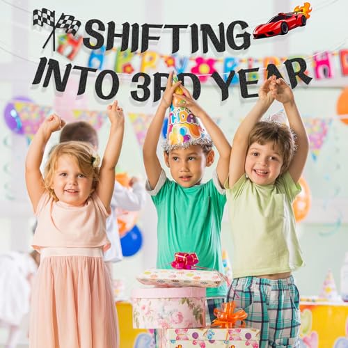 Racing Car 3rd Birthday Banner – Boys Glitter Party Decorations