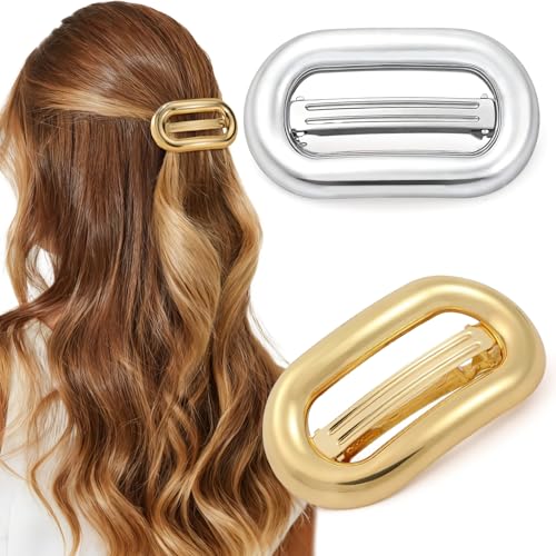 Metal Hair Clips 2-Pack Vintage Gold & Silver French Barrettes