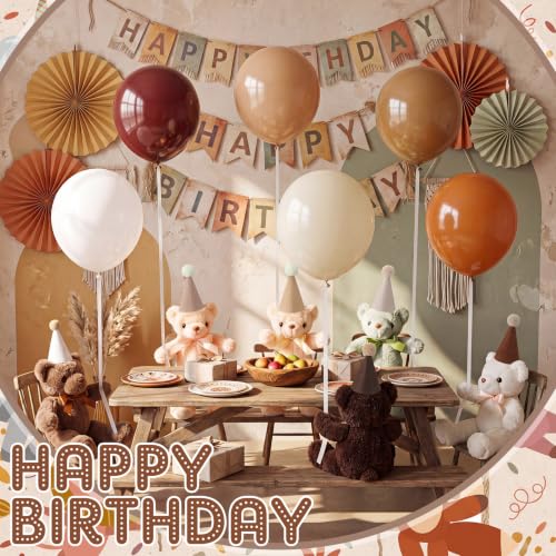 Civaner Mini Party Hats & Boho Brown Balloons Set for Stuffed Animals