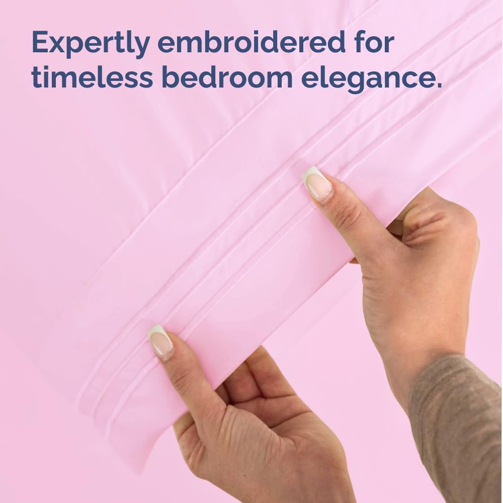 Standard Pillow Cases by Hotel Quality - Ultra-Soft, Wrinkle-Free & Stain Resistant - Light Pink, Set of 2