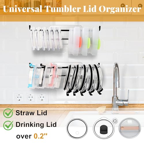 Tumbler Lid Organizer - 2 Pack Self-Adhesive Kitchen Storage