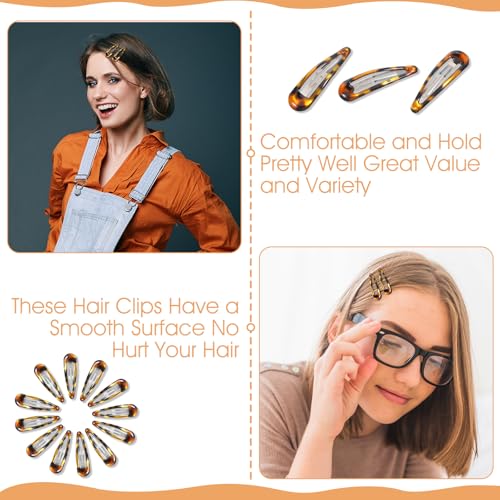 Nogeqi 12-Piece Metal Tortoise Shell Snap Hair Clips and Barrettes