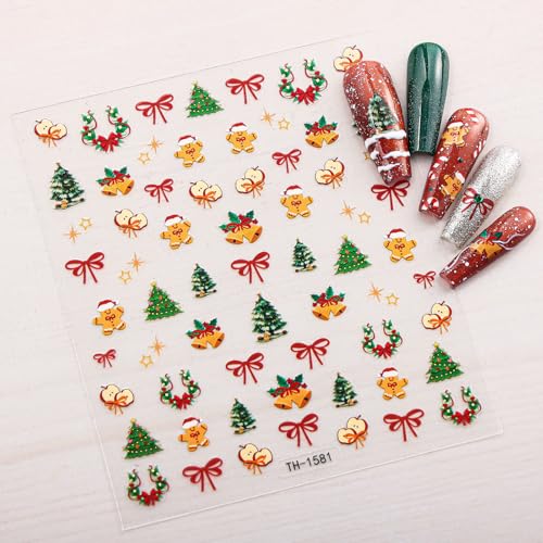 Christmas Nail Stickers 3D Self-Adhesive Decals 8 Sheets