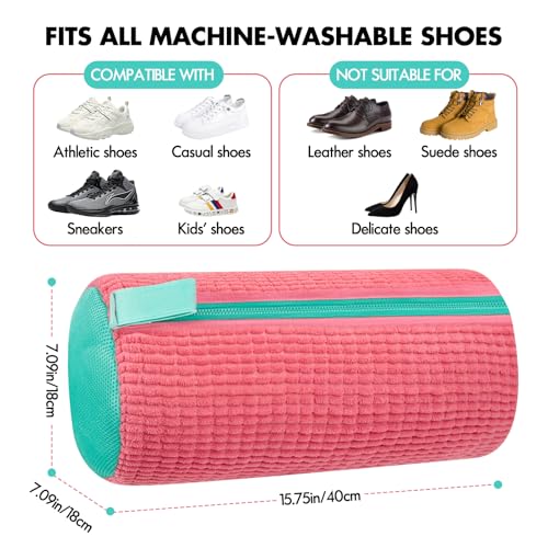 COKORA Reusable Pink/Green Shoe Washing Machine Bag for Sneakers & Sports Shoes
