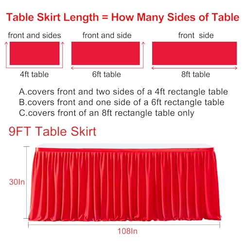 9ft Red Pleated Table Skirt for Rectangle Tables Wedding Party Banquet Decor - Variation of THIS listing