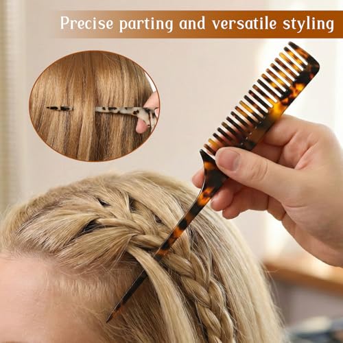 Rat Tail Combs 2-Piece Acetate Hair Parting and Styling Comb Set