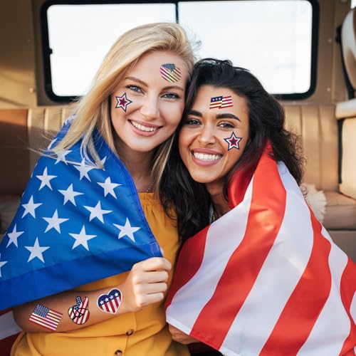 Winthrop 120 Pcs Fourth of July Temporary Tattoos Metallic Foil