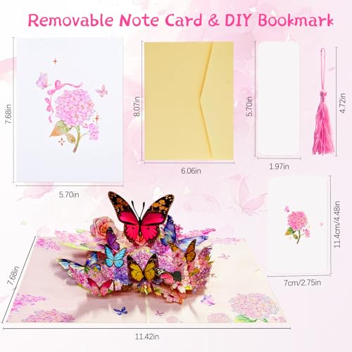 Aottom 3D Pop-Up Butterfly & Flower Greeting Card with Envelope