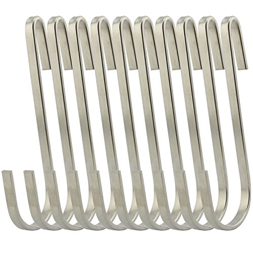 RuiLing Stainless Steel S Hooks for Pots and Pans - Set of 10