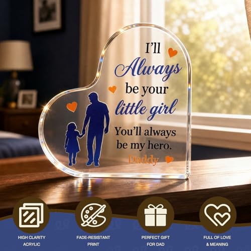 Heart-Shaped Acrylic Dad Plaque - Perfect Gift from Daughter