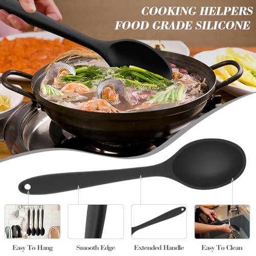 Libemskix Black Silicone Spoons Set - 4 Pcs Large Cooking Utensils