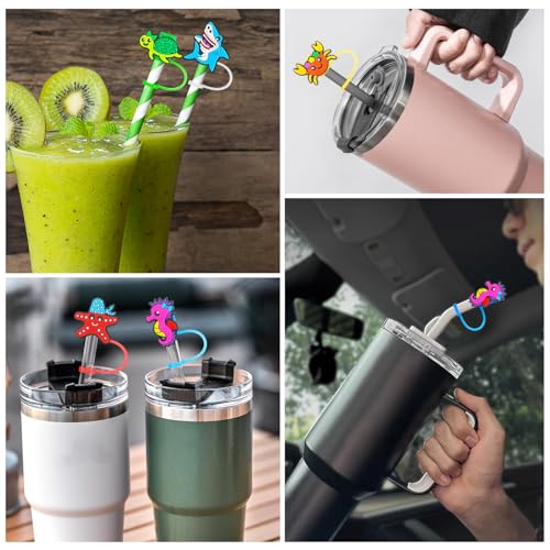 12PCS Under The Sea Silicone Straw Caps for 10mm Straws