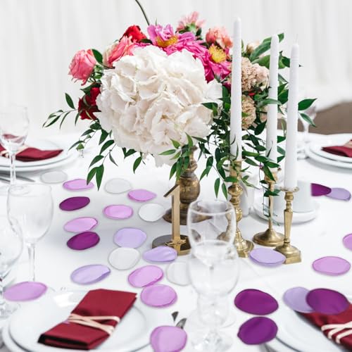 200Pcs Purple & White Silk Rose Petals for Weddings & Decor
