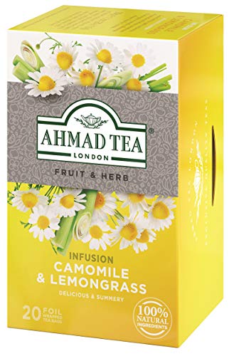 Ahmad Tea Camomile & Lemongrass Herbal Tea, Decaffeinated, 20 Tea Bags