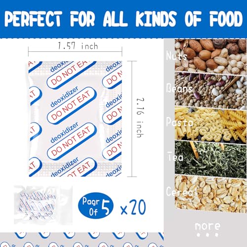 NKLEI 500cc Oxygen Absorbers - 100 Pack for Long-Term Food Storage & Preservation