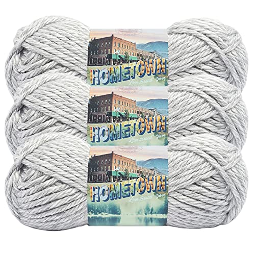 Lion Brand Hometown Super Bulky Yarn - Springfield Silver, 3 Pack