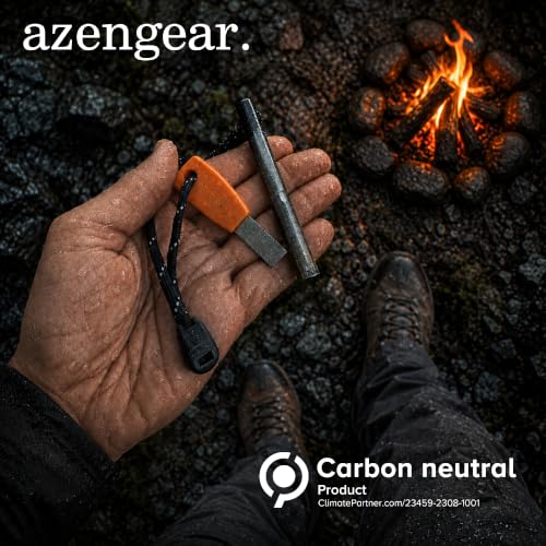 aZengear Ferro Rod Fire Starter Kit with Steel Striker 4in Camping & Survival
