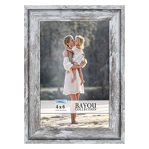 Icona Bay 4x6 Azure Gray Picture Frame - Coastal Style, Wall Mount & Table Top