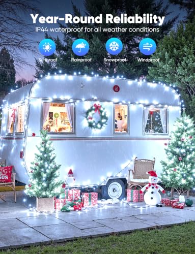 Battery Operated Christmas String Lights 33FT 100 LED Outdoor Indoor with Timer - Pure White, 17FT 2 Pack