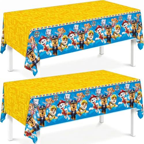 Paw Patrol Birthday Tablecloths - 2-Pack Plastic Table Covers, 54 x 84 Inch