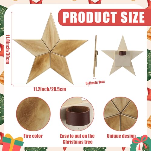 Christmas Wooden Five-Pointed Star Tree Topper - Burnt Finish, 12 Inches