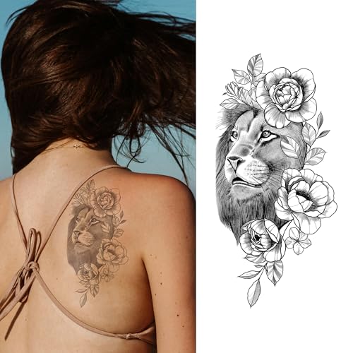 VibesHood Large Temporary Tattoos - Lion and Wolf Waterproof Ink Sheets