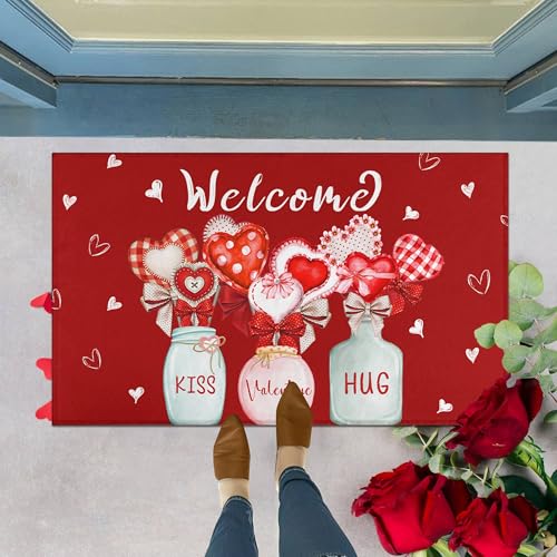 Valentine's Day Heart Doormat 30"x17" - Non-Slip & Durable