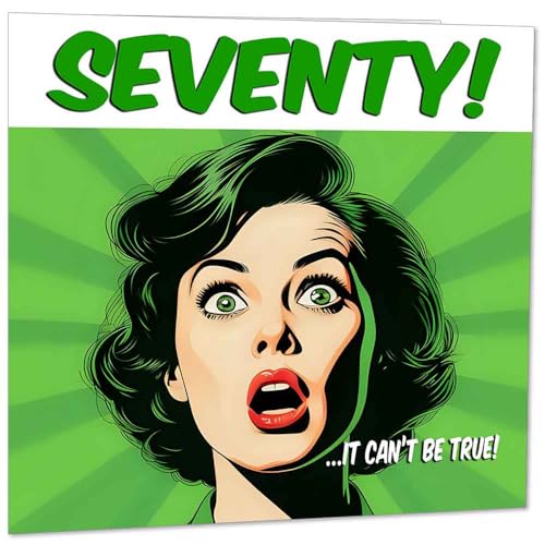 Funny 70th Birthday Card for Women - Eco-Friendly Comic Style