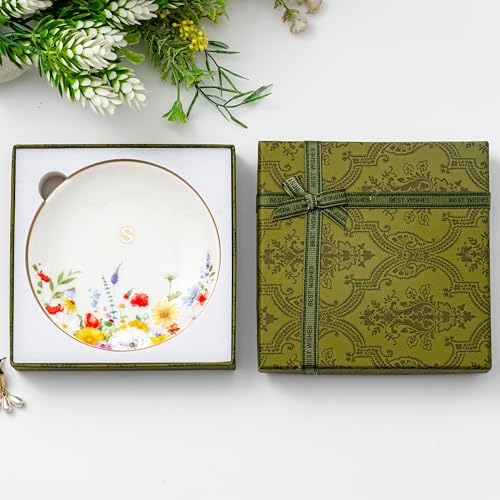 Ceramic Flower Jewelry Tray with Gift Box - 4.57" Ring Dish