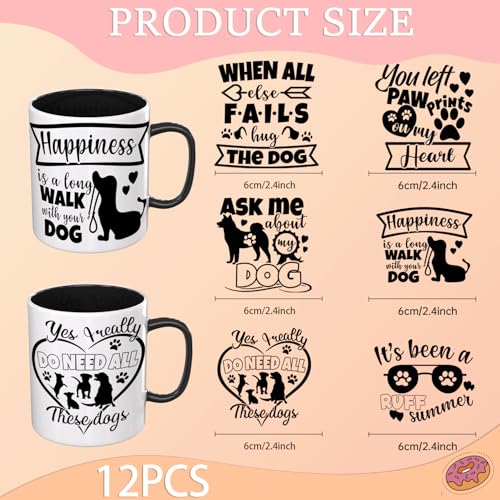 Elewins 12PCS Dog Quote UV DTF Cup Wrap Transfers for Mugs and Glass