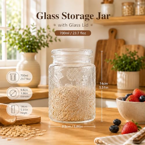 23.7oz Custde Airtight Glass Jar with Sunflower Design