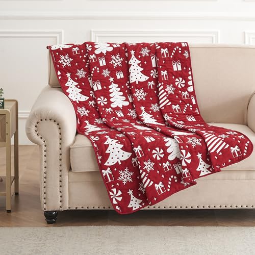 Reversible Holiday Throw Blanket 50x60 inches Peppermint Party - Festive Christmas Decor
